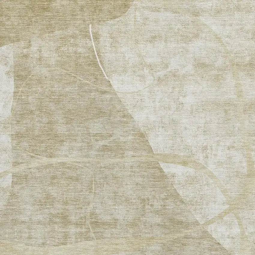 Beige Taupe And Ivory Abstract Geometric Washable Area Rug With UV Protection Photo 4