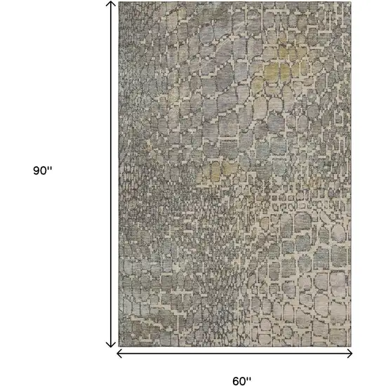 Beige Taupe And Ivory Abstract Geometric Washable Area Rug With UV Protection Photo 8