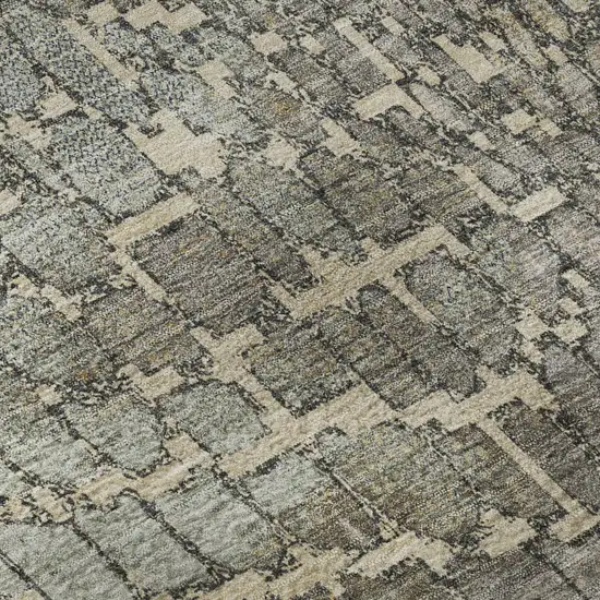 Beige Taupe And Ivory Abstract Geometric Washable Area Rug With UV Protection Photo 9