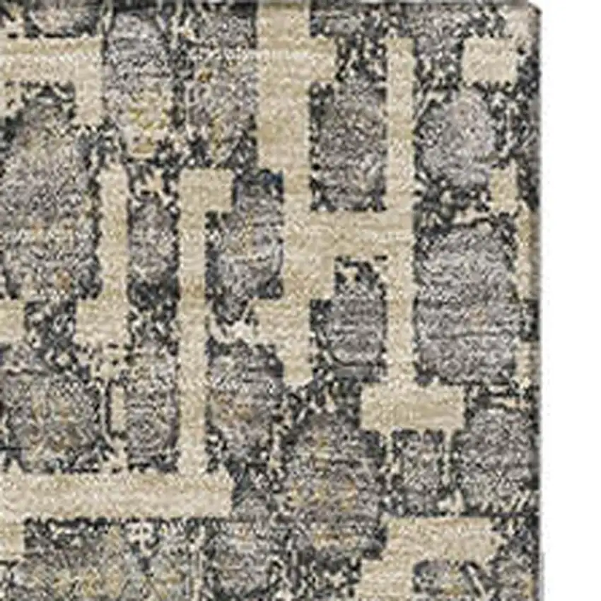 Beige Taupe And Ivory Abstract Geometric Washable Area Rug With UV Protection Photo 2