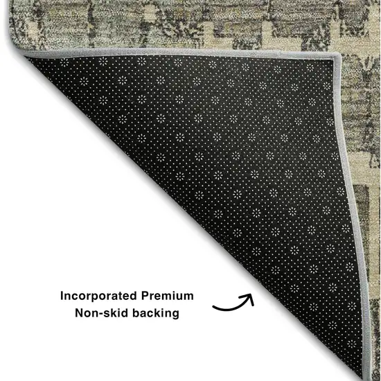 Beige Taupe And Ivory Abstract Geometric Washable Area Rug With UV Protection Photo 6