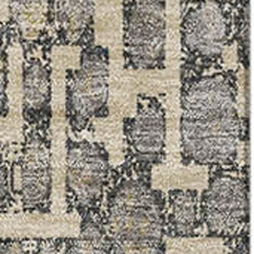 Beige Taupe And Ivory Abstract Geometric Washable Area Rug With UV Protection Photo 2