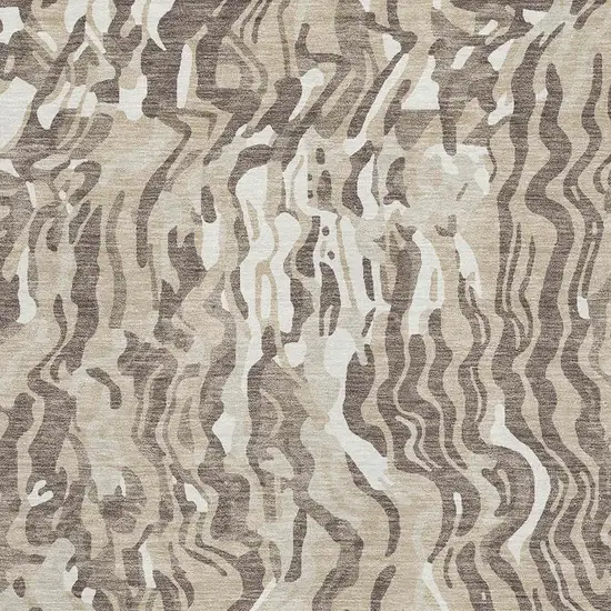 Beige Taupe And Ivory Abstract Washable Area Rug With UV Protection Photo 2