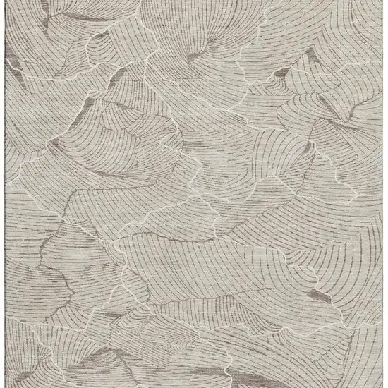 Beige Taupe And Ivory Abstract Washable Area Rug With UV Protection Photo 3