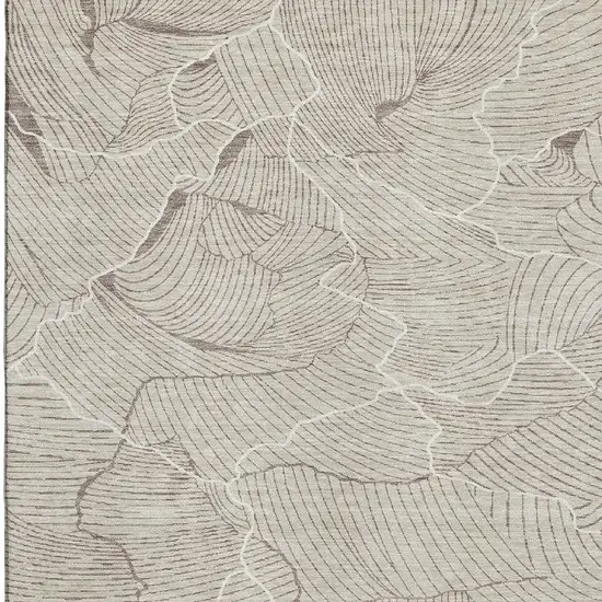 Beige Taupe And Ivory Abstract Washable Area Rug With UV Protection Photo 2