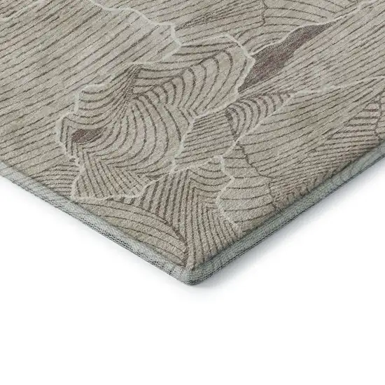 Beige Taupe And Ivory Abstract Washable Area Rug With UV Protection Photo 7