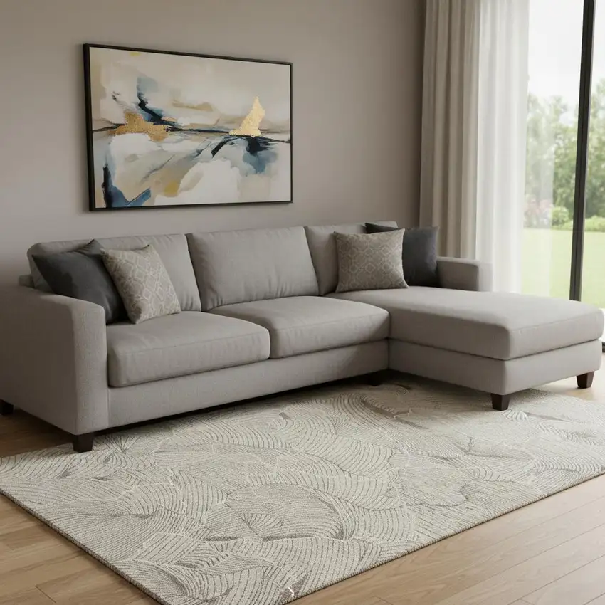 Beige Taupe And Ivory Abstract Washable Area Rug With UV Protection Photo 2