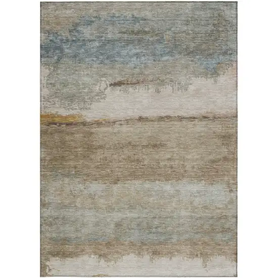 Beige Taupe And Ivory Abstract Washable Indoor Outdoor Area Rug Photo 4
