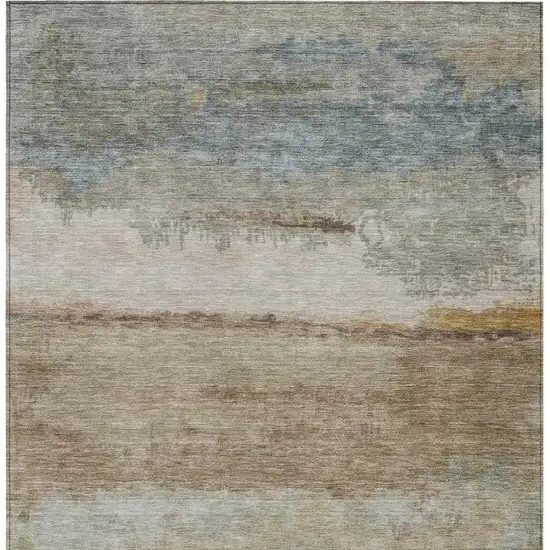 Beige Taupe And Ivory Abstract Washable Indoor Outdoor Area Rug Photo 3