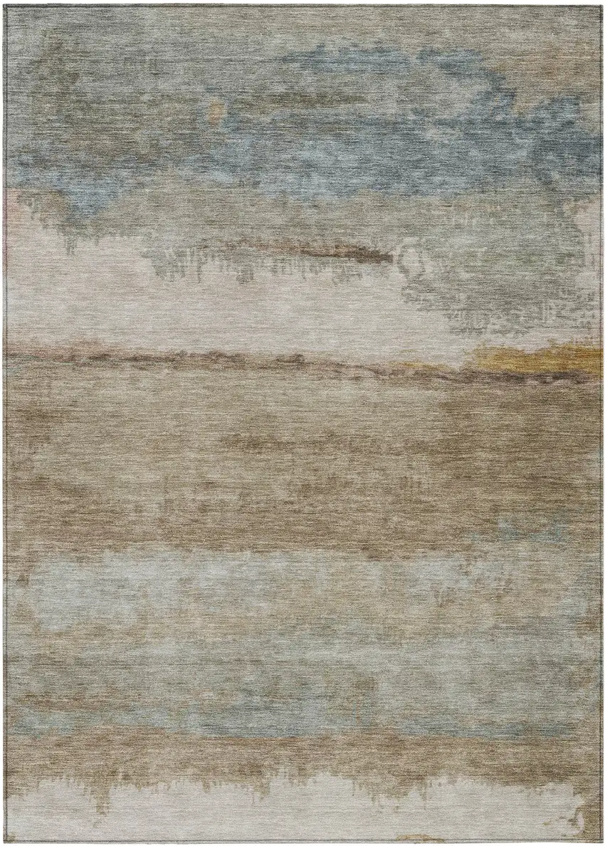 Beige Taupe And Ivory Abstract Washable Indoor Outdoor Area Rug Photo 1