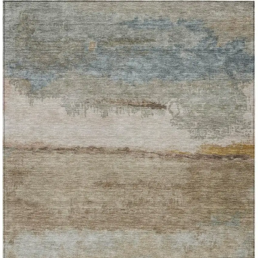 Beige Taupe And Ivory Abstract Washable Indoor Outdoor Area Rug Photo 3