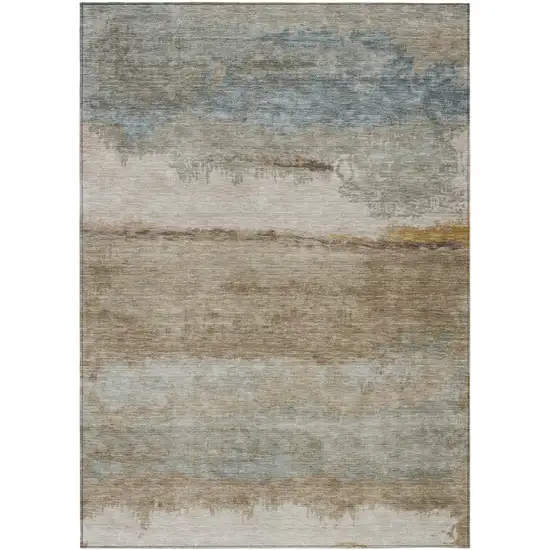 Beige Taupe And Ivory Abstract Washable Indoor Outdoor Area Rug Photo 1