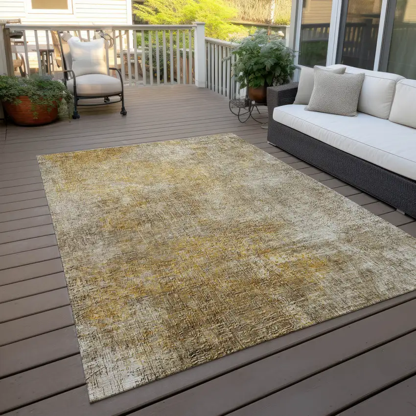 Beige Taupe And Ivory Abstract Washable Indoor Outdoor Area Rug Photo 8
