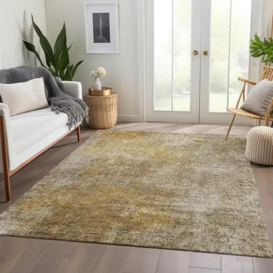 Beige Taupe And Ivory Abstract Washable Indoor Outdoor Area Rug Photo 7