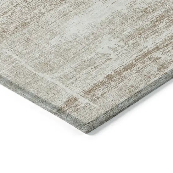 Beige Taupe And Ivory Abstract Washable Indoor Outdoor Area Rug Photo 3