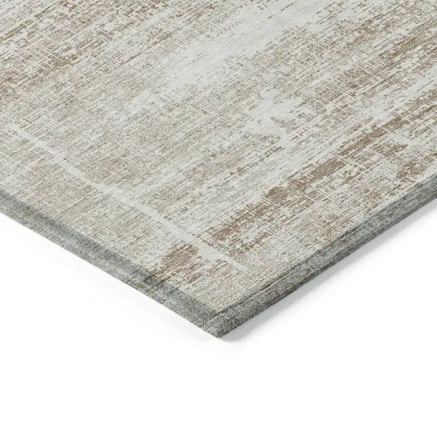 Beige Taupe And Ivory Abstract Washable Indoor Outdoor Area Rug Photo 3