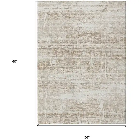 Beige Taupe And Ivory Abstract Washable Indoor Outdoor Area Rug Photo 7