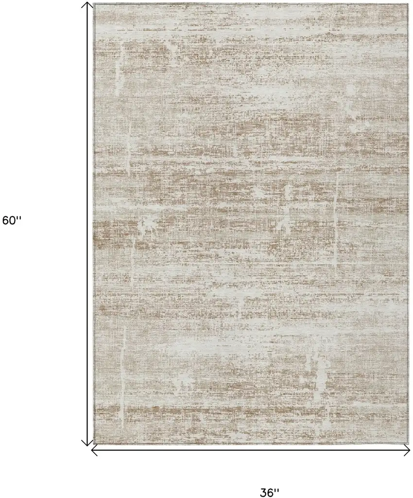 Beige Taupe And Ivory Abstract Washable Indoor Outdoor Area Rug Photo 7