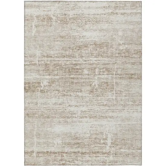 Beige Taupe And Ivory Abstract Washable Indoor Outdoor Area Rug Photo 1