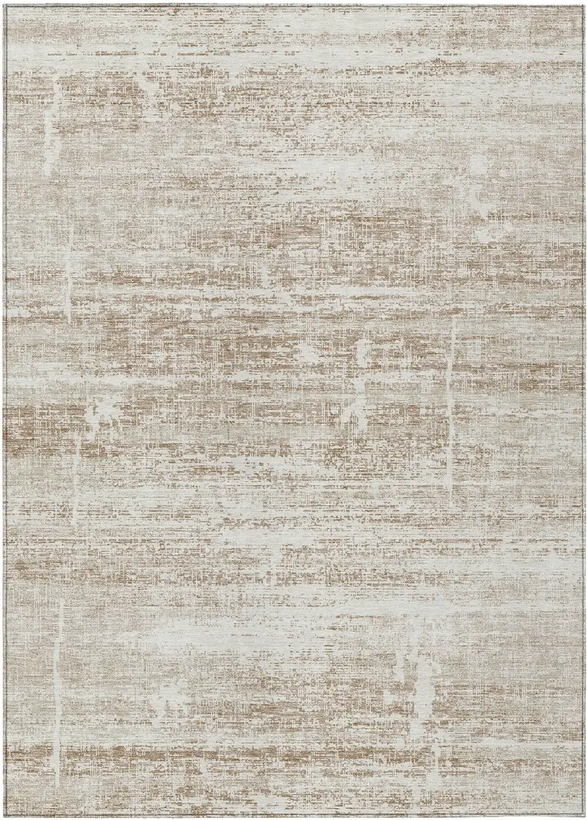 Beige Taupe And Ivory Abstract Washable Indoor Outdoor Area Rug Photo 1