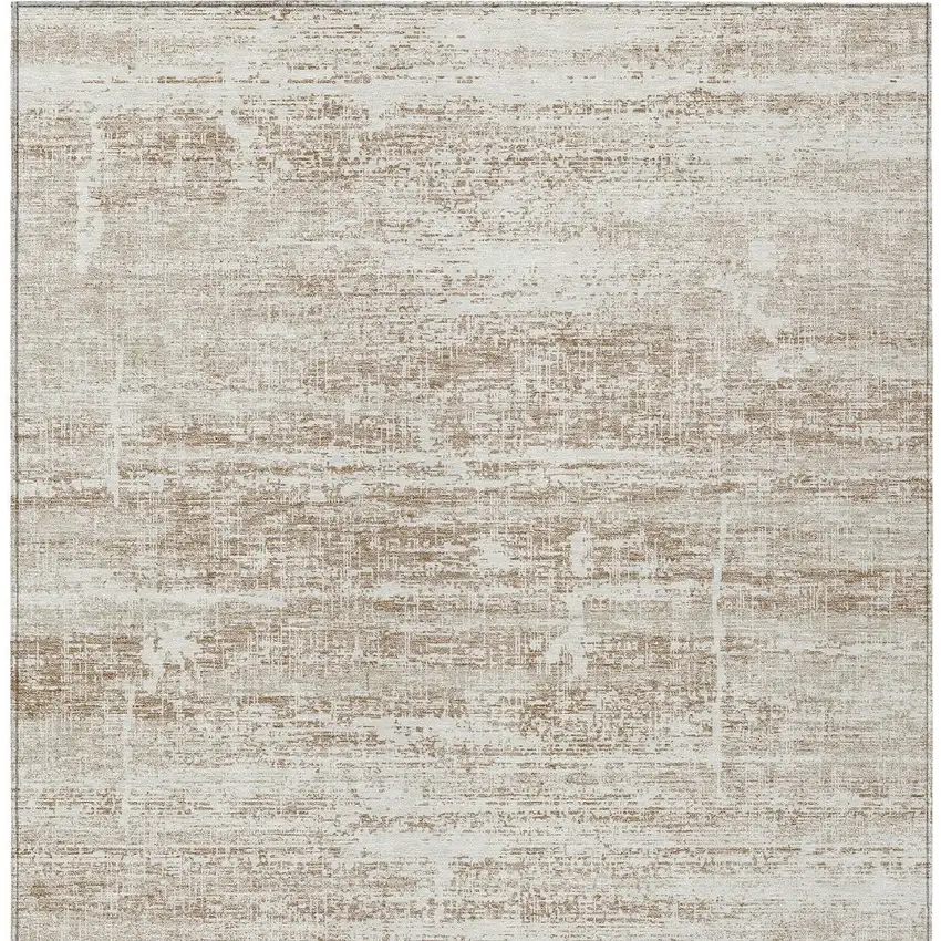 Beige Taupe And Ivory Abstract Washable Indoor Outdoor Area Rug Photo 5