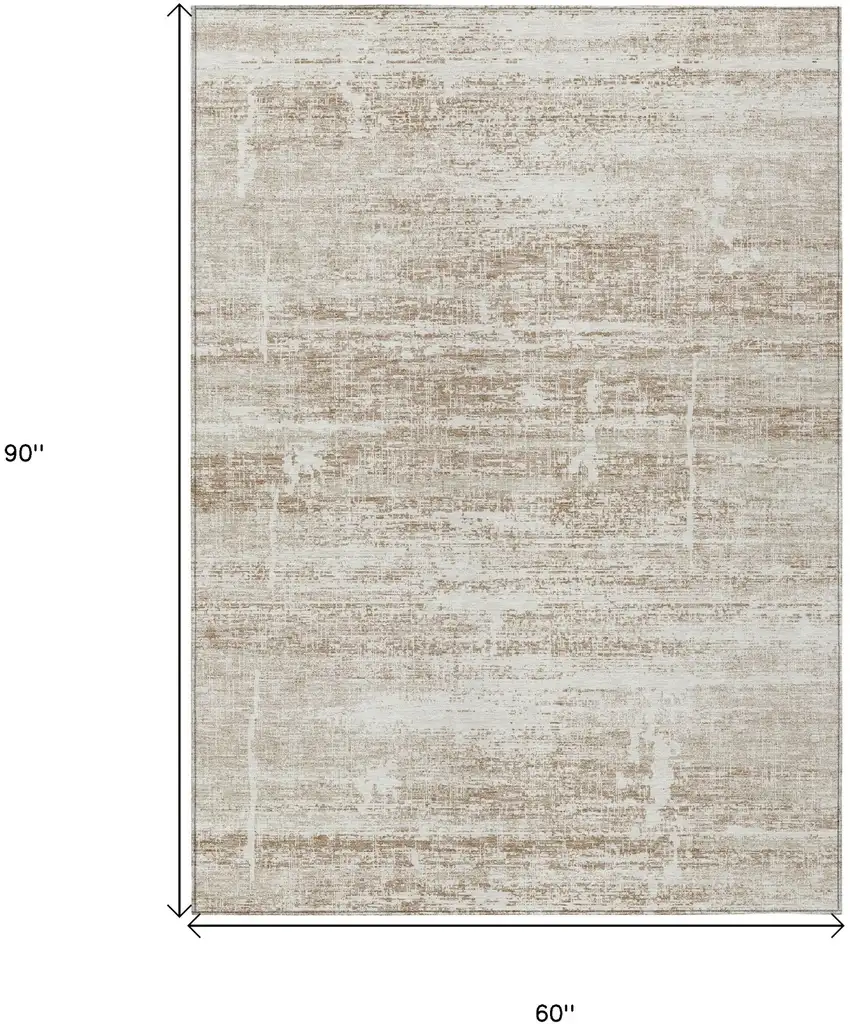 Beige Taupe And Ivory Abstract Washable Indoor Outdoor Area Rug Photo 3
