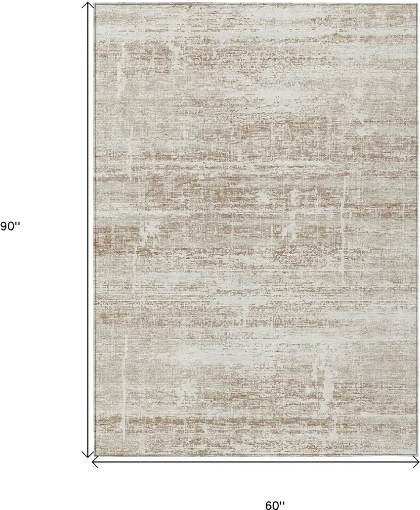 Beige Taupe And Ivory Abstract Washable Indoor Outdoor Area Rug Photo 3