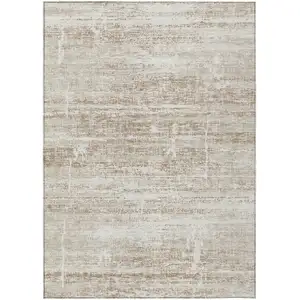 Photo of Beige Taupe And Ivory Abstract Washable Indoor Outdoor Area Rug