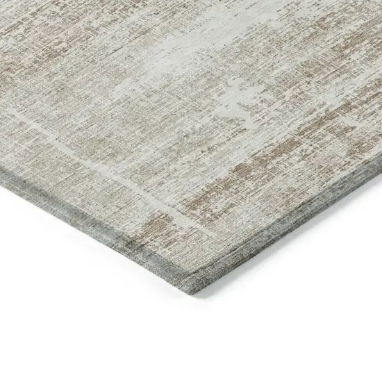 Beige Taupe And Ivory Abstract Washable Indoor Outdoor Area Rug Photo 3