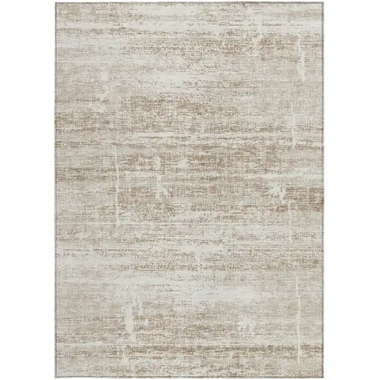 Beige Taupe And Ivory Abstract Washable Indoor Outdoor Area Rug Photo 5