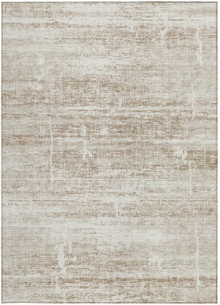 Beige Taupe And Ivory Abstract Washable Indoor Outdoor Area Rug Photo 5