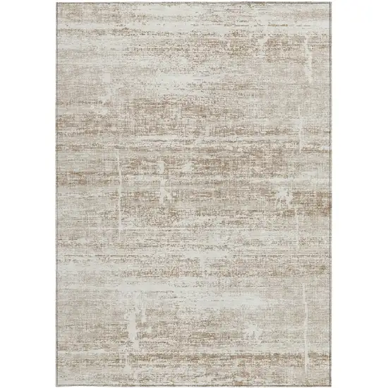 Beige Taupe And Ivory Abstract Washable Indoor Outdoor Area Rug Photo 5