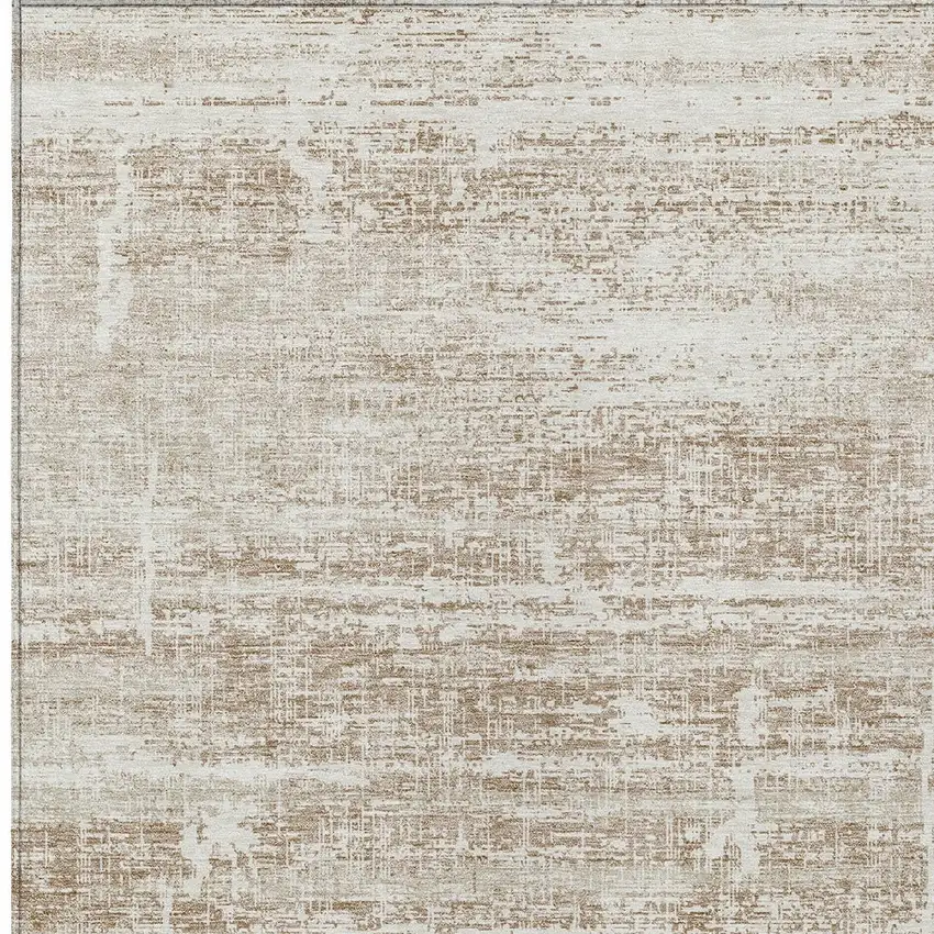 Beige Taupe And Ivory Abstract Washable Indoor Outdoor Area Rug Photo 4