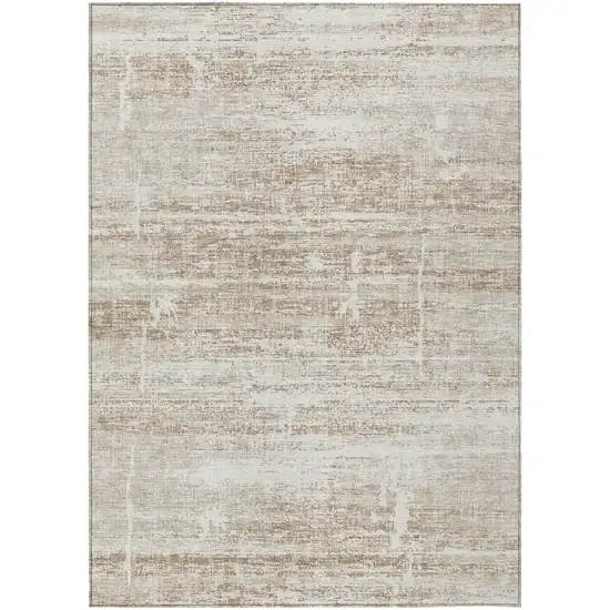 Beige Taupe And Ivory Abstract Washable Indoor Outdoor Area Rug Photo 1