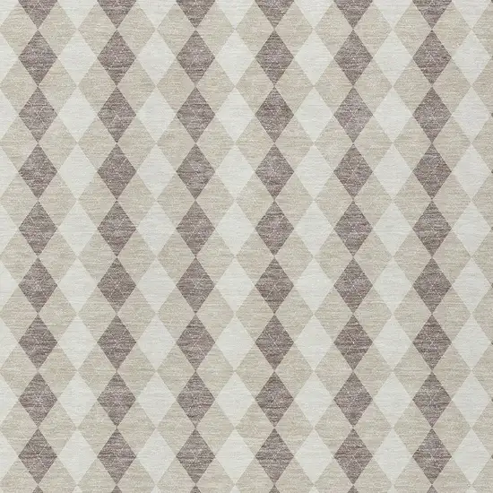 Beige Taupe And Ivory Argyle Washable Indoor Outdoor Area Rug Photo 4