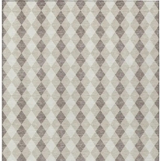 Beige Taupe And Ivory Argyle Washable Indoor Outdoor Area Rug Photo 3