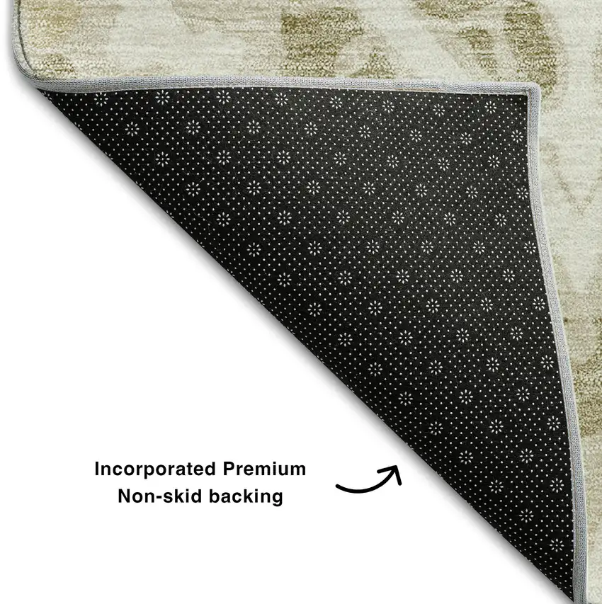 Beige Taupe And Ivory Diamond Washable Area Rug With UV Protection Photo 7