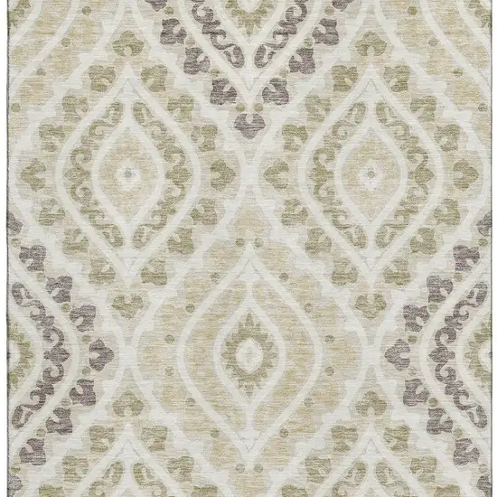 Beige Taupe And Ivory Diamond Washable Area Rug With UV Protection Photo 3