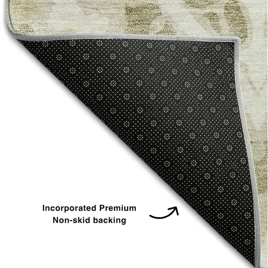 Beige Taupe And Ivory Diamond Washable Area Rug With UV Protection Photo 7
