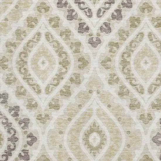 Beige Taupe And Ivory Diamond Washable Area Rug With UV Protection Photo 3