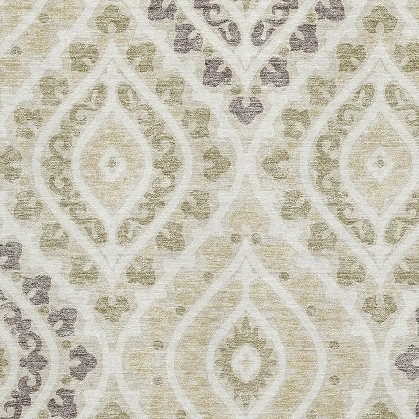 Beige Taupe And Ivory Diamond Washable Area Rug With UV Protection Photo 3