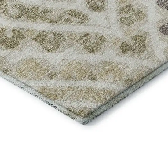 Beige Taupe And Ivory Diamond Washable Area Rug With UV Protection Photo 8