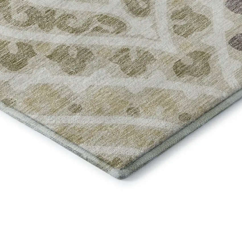 Beige Taupe And Ivory Diamond Washable Area Rug With UV Protection Photo 8