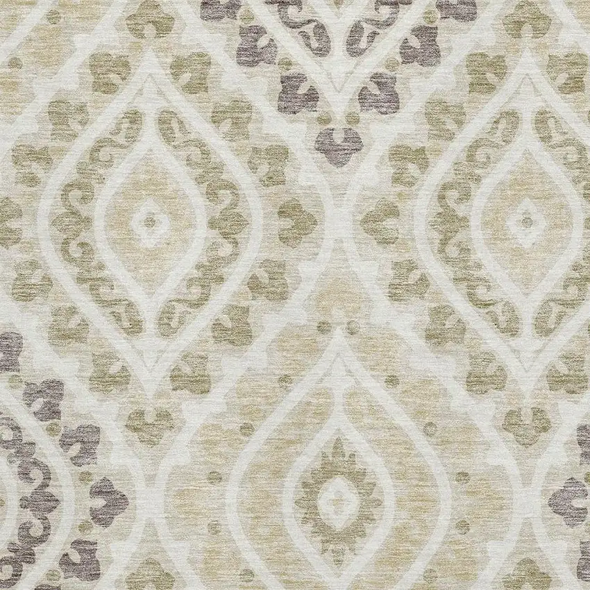 Beige Taupe And Ivory Diamond Washable Area Rug With UV Protection Photo 3