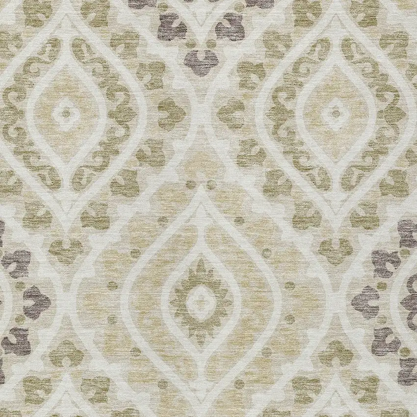 Beige Taupe And Ivory Floral Washable Indoor Outdoor Area Rug Photo 4
