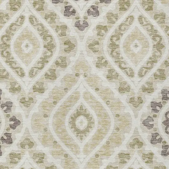 Beige Taupe And Ivory Floral Washable Indoor Outdoor Area Rug Photo 4