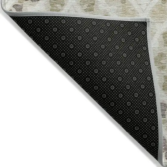 Beige Taupe And Ivory Floral Washable Indoor Outdoor Area Rug Photo 2
