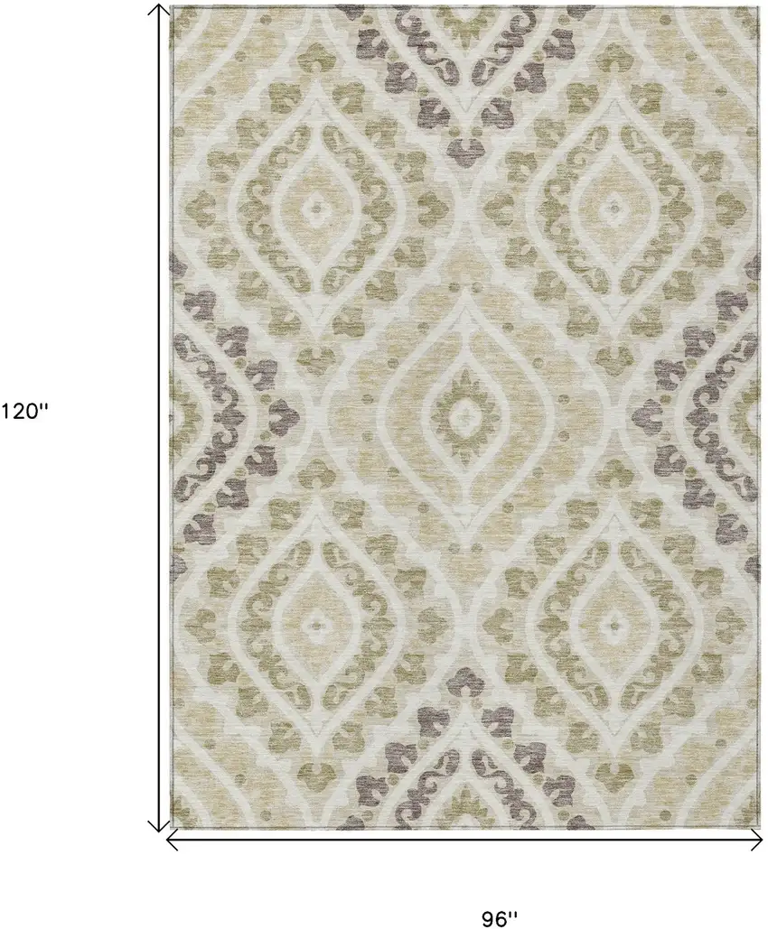 Beige Taupe And Ivory Floral Washable Indoor Outdoor Area Rug Photo 3