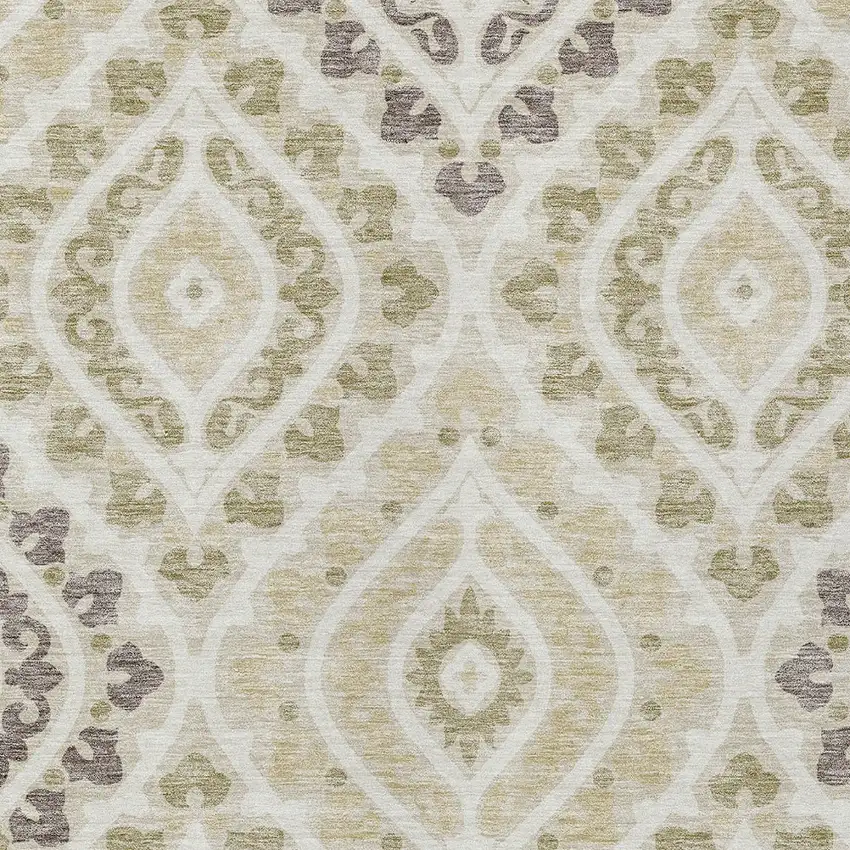 Beige Taupe And Ivory Floral Washable Indoor Outdoor Area Rug Photo 4