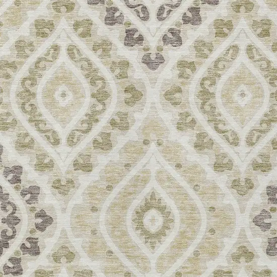 Beige Taupe And Ivory Floral Washable Indoor Outdoor Area Rug Photo 4